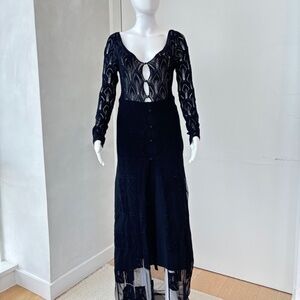 Designer Moschino Black Knit Long Cardigan- Sheer, Lace S